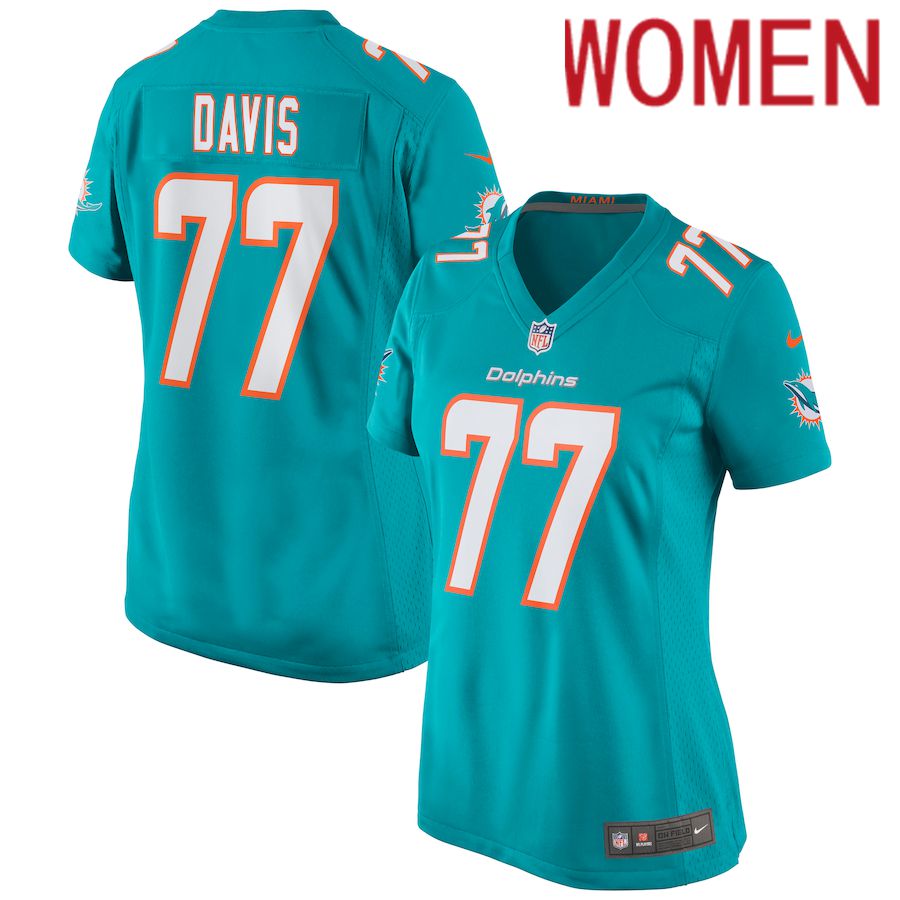 Women Miami Dolphins #77 Jesse Davis Nike Green Game NFL Jersey->women nfl jersey->Women Jersey